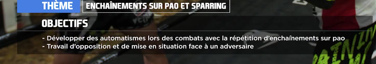 Enchaînements sur pao et sparring.