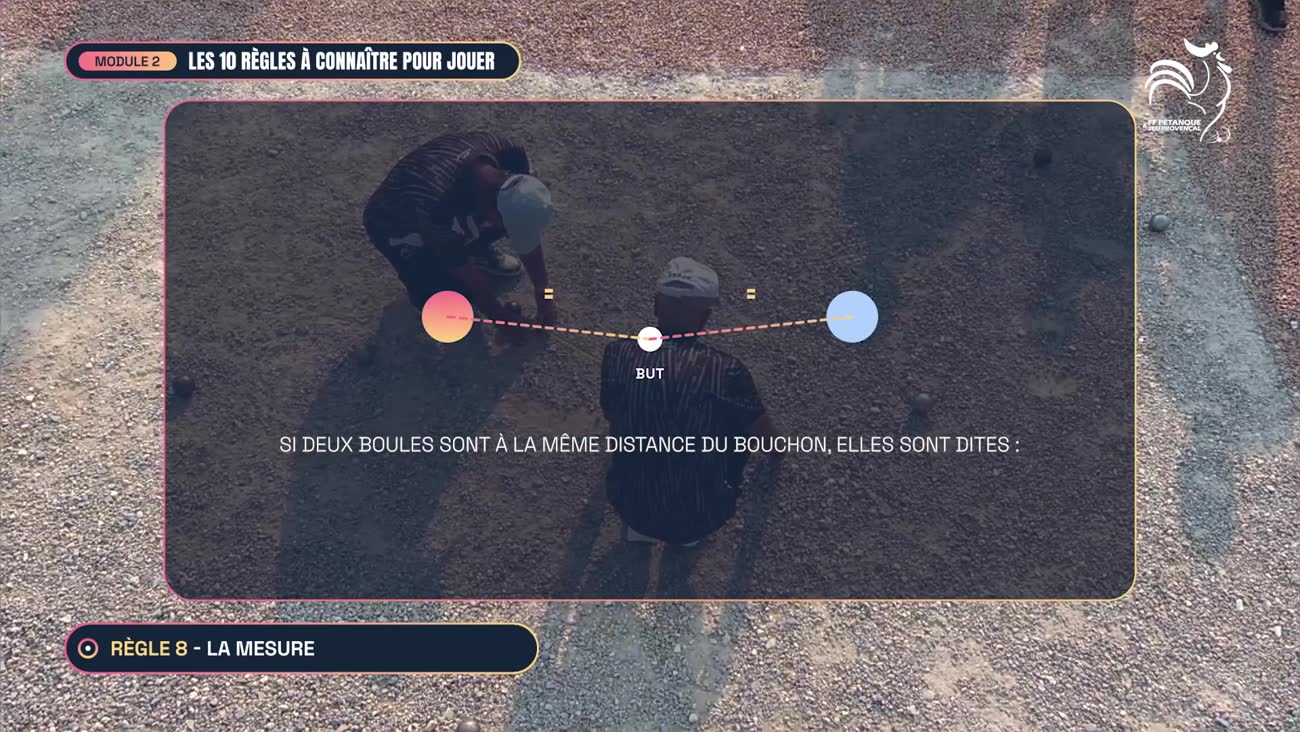 La mesure entre deux boules équidistantes.